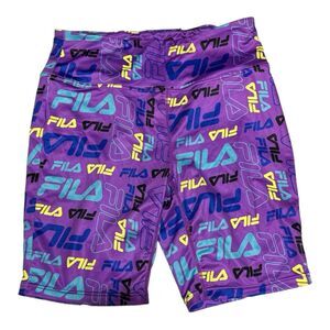 FILA Unique Fun Crazy Purple‎ Bike Shorts Women’s Size XL
